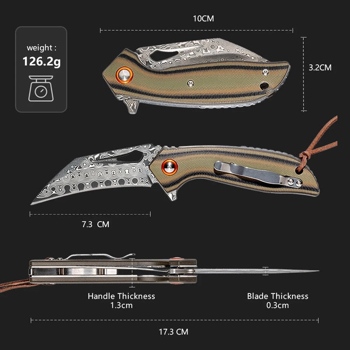 Scorpion Pocket Knife - Scorpion Japanese Folding Pocket Knife with VG-10 Damascus Steel &amp; G10 Handle - Shokunin USA
