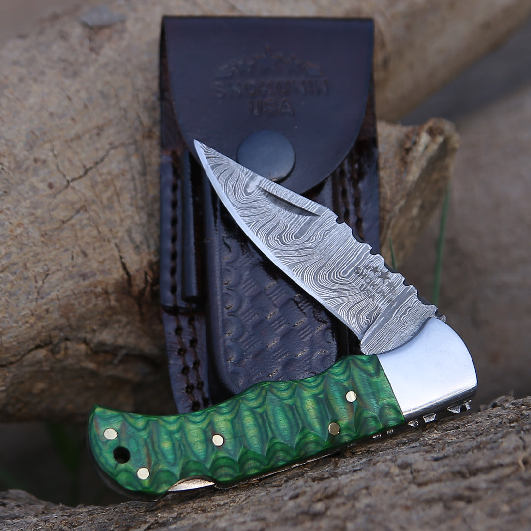 Pocket Knife - Ironclad Pocket Knife with Forged Pakka Wood Handle - Shokunin USA