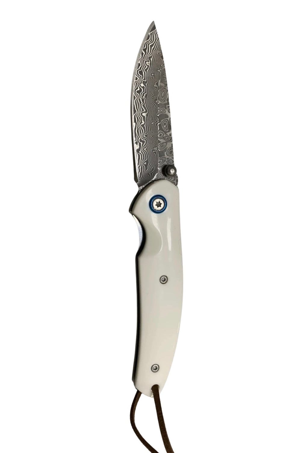Pocket Knife - Thunderbolt Handmade VG10 Damascus Pocket Knife with Faux Ivory Handle - Shokunin USA