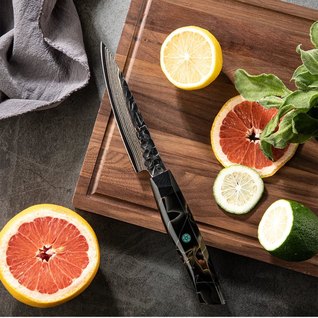 copper damascus chef knife - Majestic Japanese Copper Damascus Chef Knife with Rare Raffir Noble Handle Handle - Shokunin USA