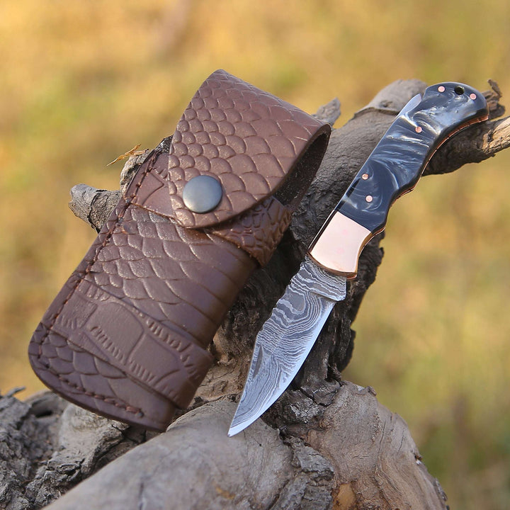 Pocket Knife - Guardian Pocket Knife with With Copper Bolster &amp; Resin Scales - Shokunin USA