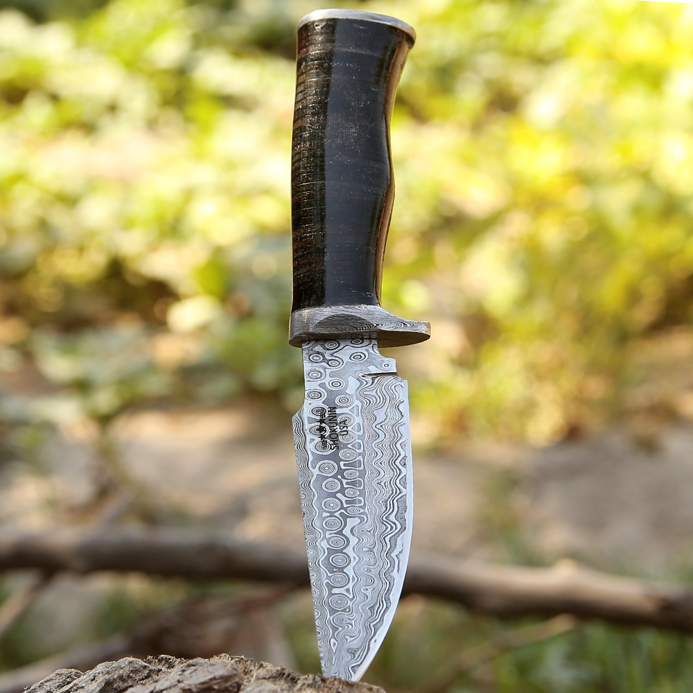 Damascus Knife - Dynasty Damascus Hunting Knife with Bone Handle - Shokunin USA