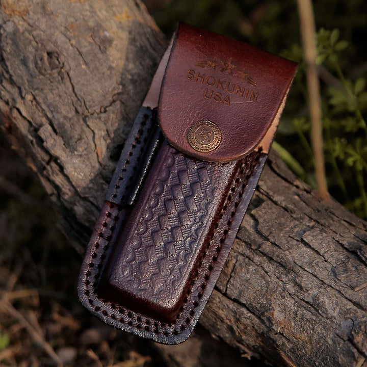 Pocket knife - Pocket Knife with Exotic Bull Horn Handle &amp; Sheath Personalized - Shokunin USA