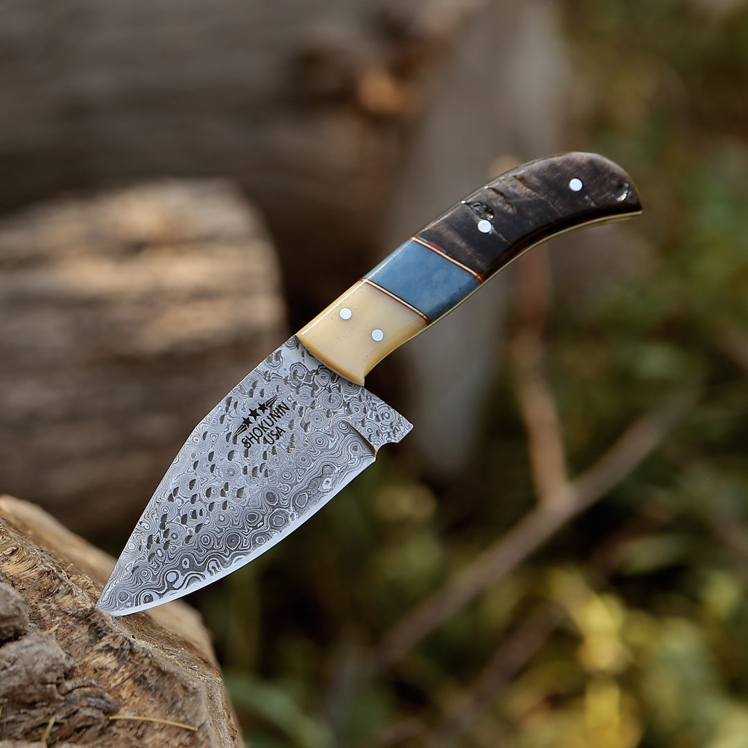 Fixed blade knife. - Stormfury Skinning Knife with Ram Horn & Bone Handle - Shokunin USA