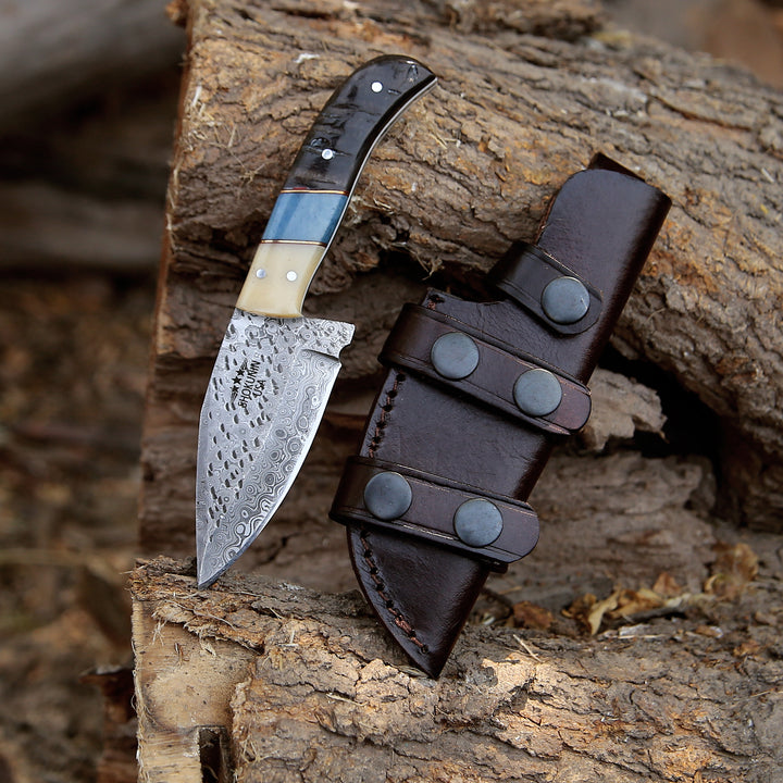 Fixed blade knife. - Stormfury Skinning Knife with Ram Horn & Bone Handle - Shokunin USA