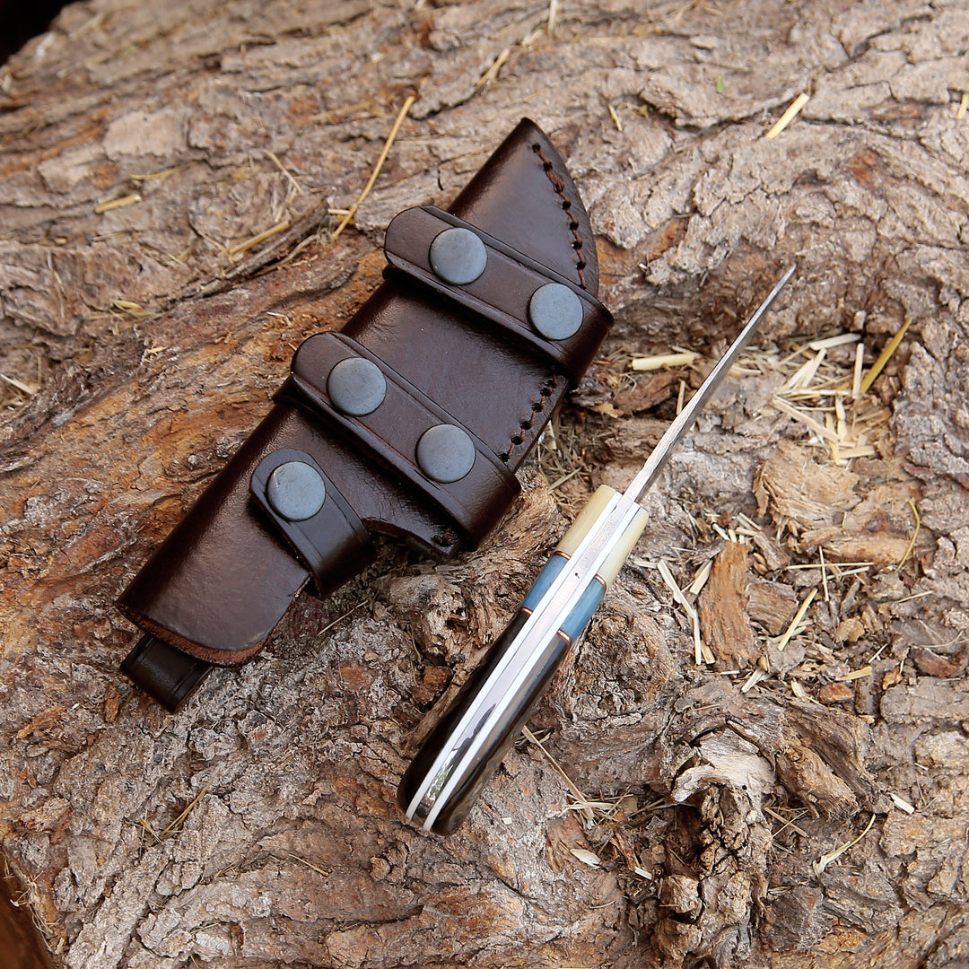 Fixed blade knife. - Stormfury Skinning Knife with Ram Horn & Bone Handle - Shokunin USA