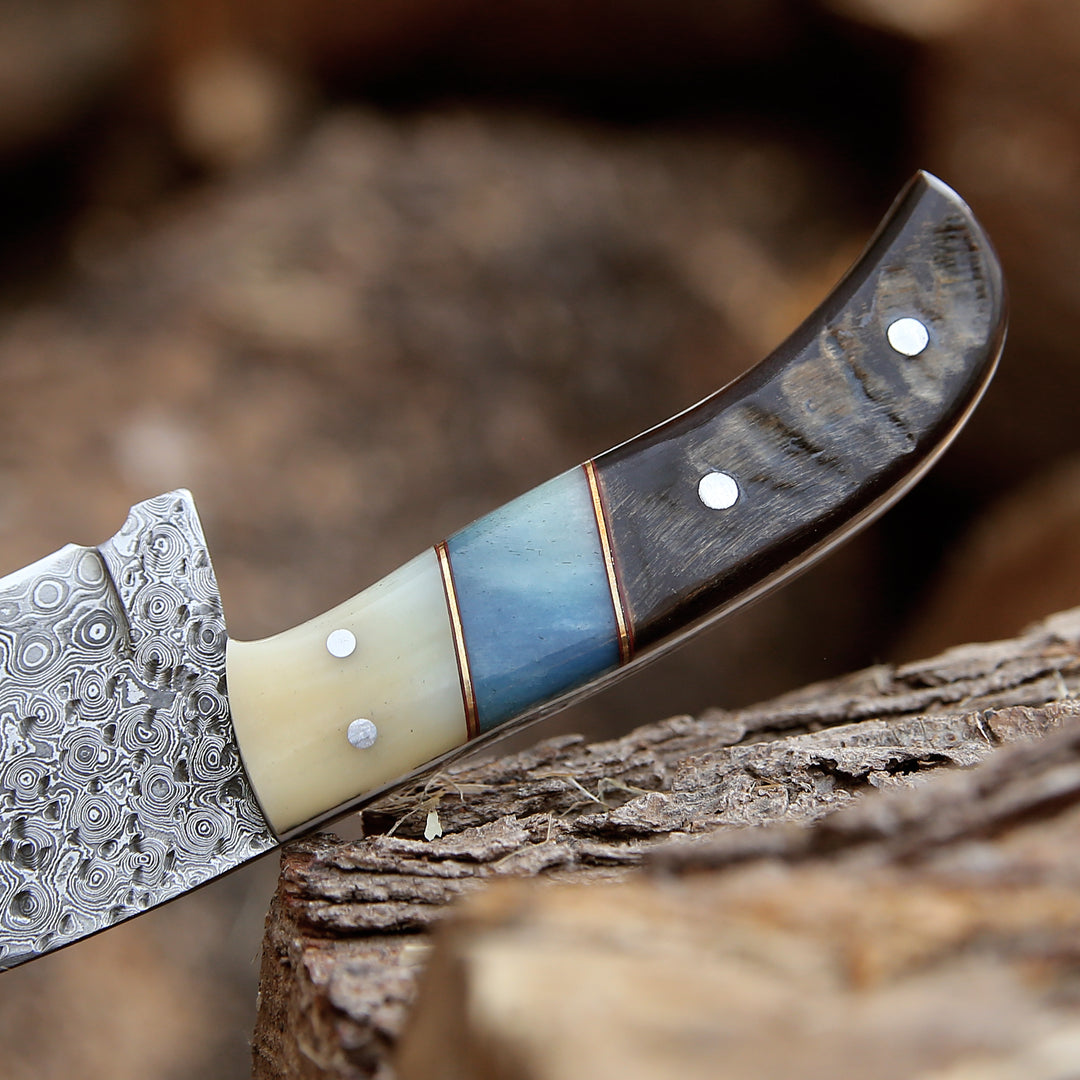 Fixed blade knife. - Stormfury Skinning Knife with Ram Horn & Bone Handle - Shokunin USA