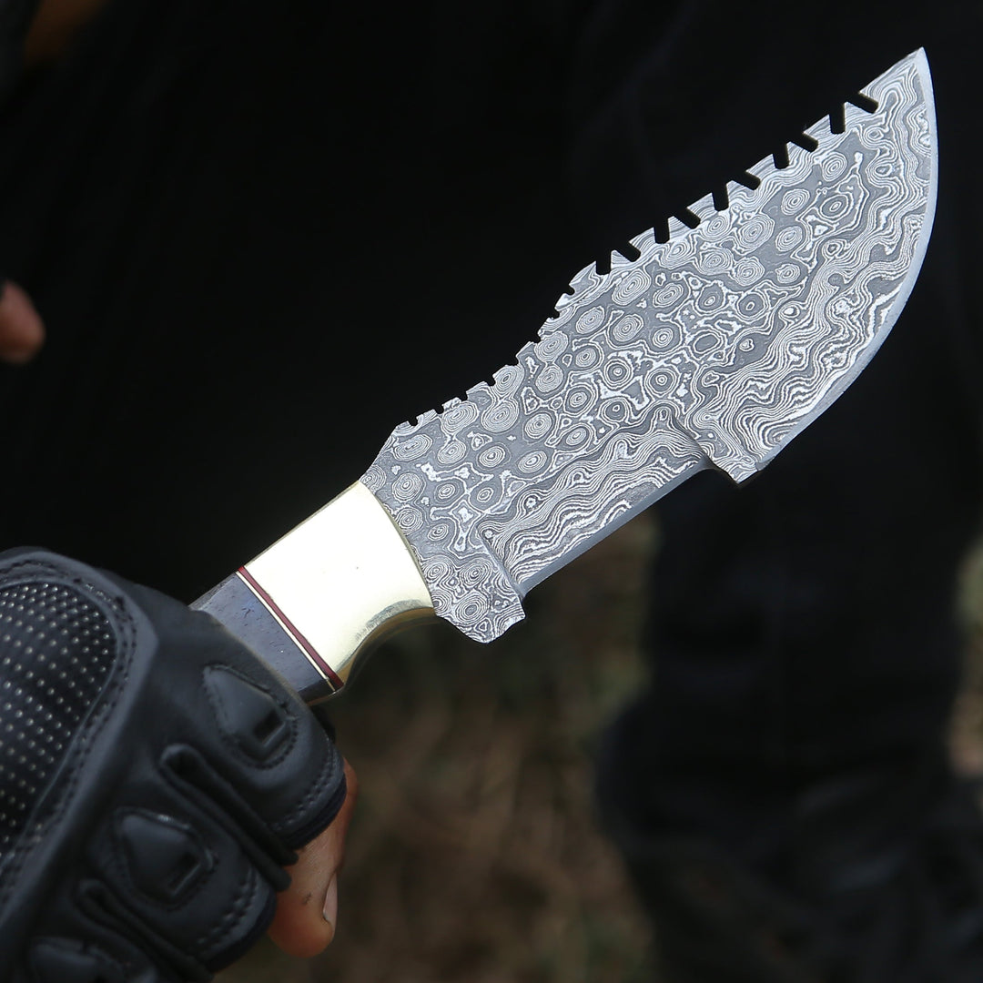 ShadowRidge Damascus Knife - ShadowRidge Damascus Steel Premium Tracker Knife - Shokunin USA