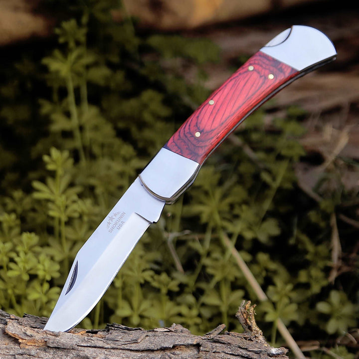 Pocket knife - Handmade Pocket Knife with Pakkawood Handle & Sheath Personalized - Shokunin USA