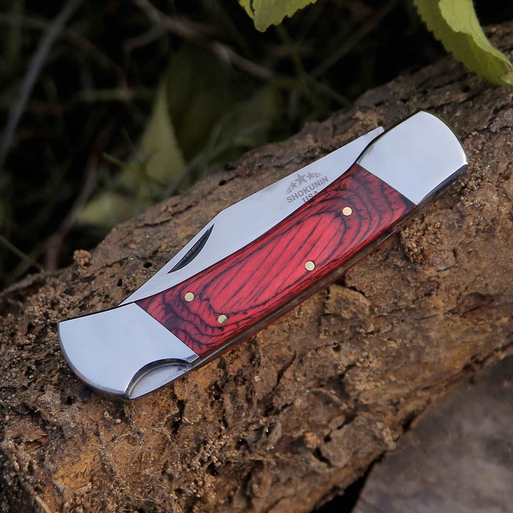 Pocket knife - Handmade Pocket Knife with Pakkawood Handle & Sheath Personalized - Shokunin USA