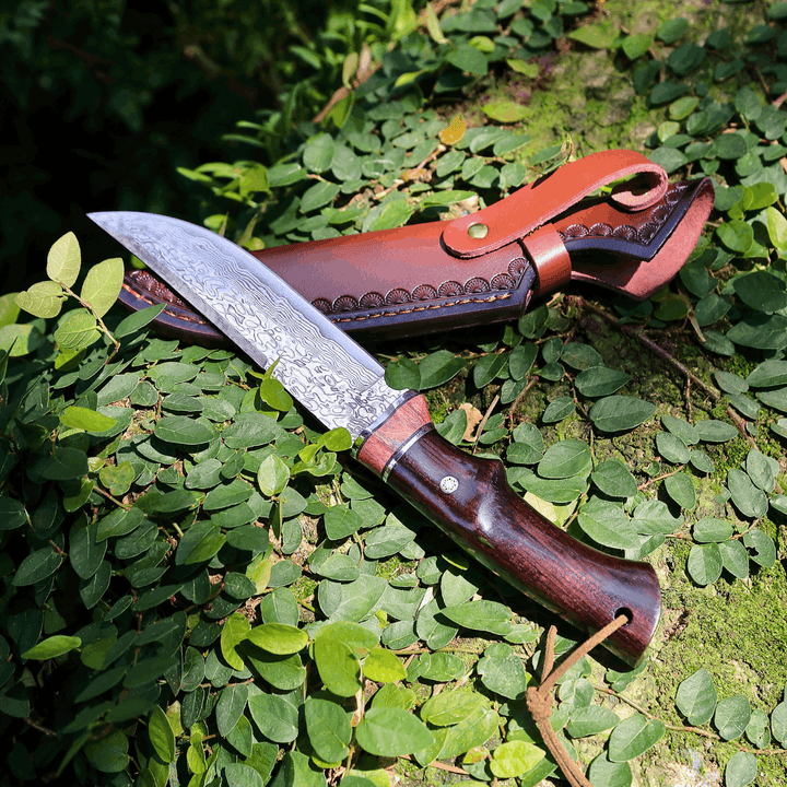 Terminator Hunting Knives - Terminator Japanese Hunting Knife with VG-10 Damacus Blade and Ebony Wood Handle - Shokunin USA