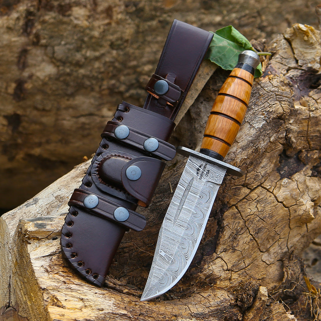 Utility Knife - Stealth Custom Ka Bar Knife with Olive Wood Handle - Shokunin USA
