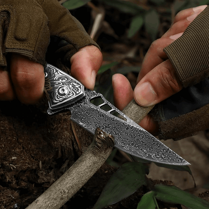 Pocket knife - Artemis Japanese VG10 Damascus Pocket Knife with Clip &amp; Exotic Red Sandal Wood Handle - Shokunin USA