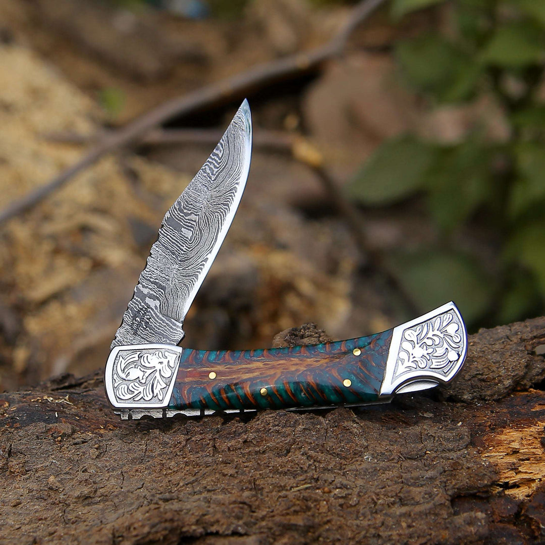 folding knives for collectors - Striker Custom Pocket Knife with Pine Cone Handle - Shokunin USA