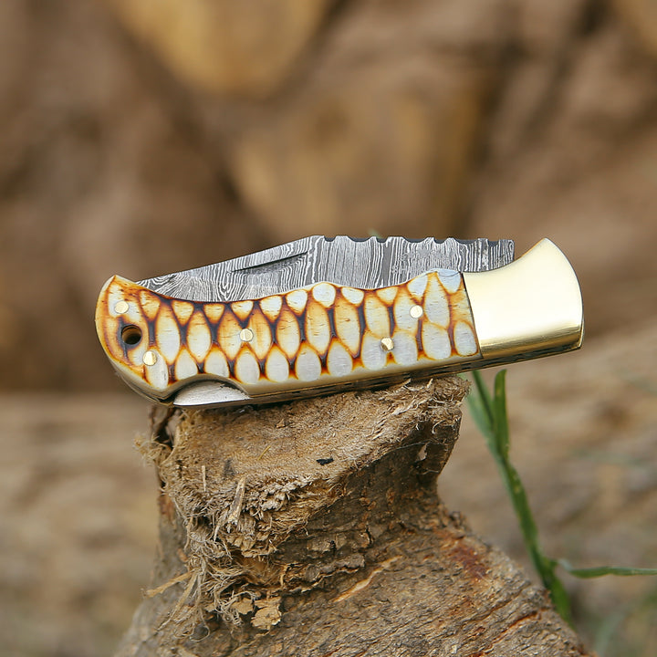 Pocket Knife - Firestrike Pocket Knife with Forged Charred Bone Handle - Shokunin USA