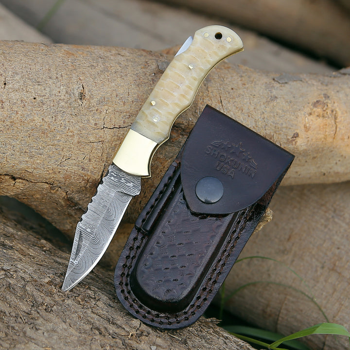 Pocket Knife - Phoenix Pocket Knife with Forged Bone Handle - Shokunin USA
