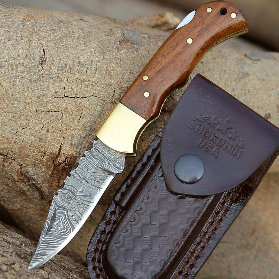 Pocket Knife - Jaguar Pocket Knife with Exotic Rosewood Handle - Shokunin USA