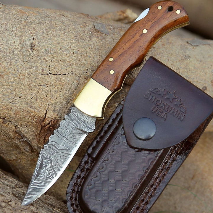 Pocket Knife - Jaguar Pocket Knife with Exotic Rosewood Handle - Shokunin USA