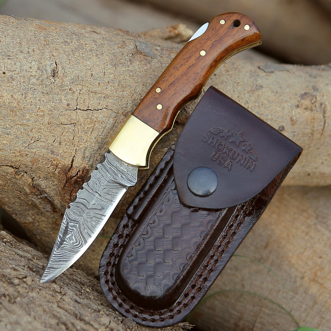 Pocket Knife - Jaguar Pocket Knife with Exotic Rosewood Handle - Shokunin USA