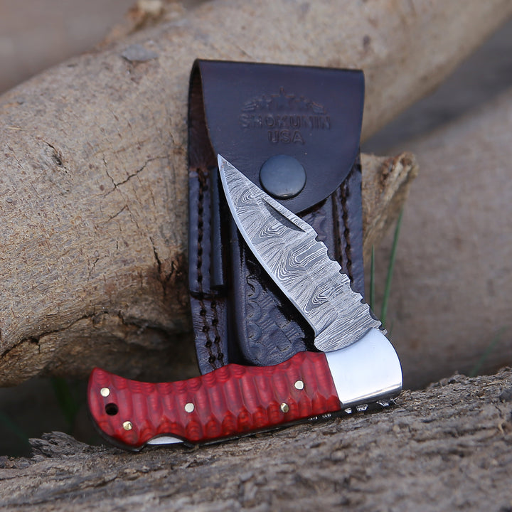 Pocket Knife - Rogue Pocket Knife with Forged Pakka Wood Handle - Shokunin USA