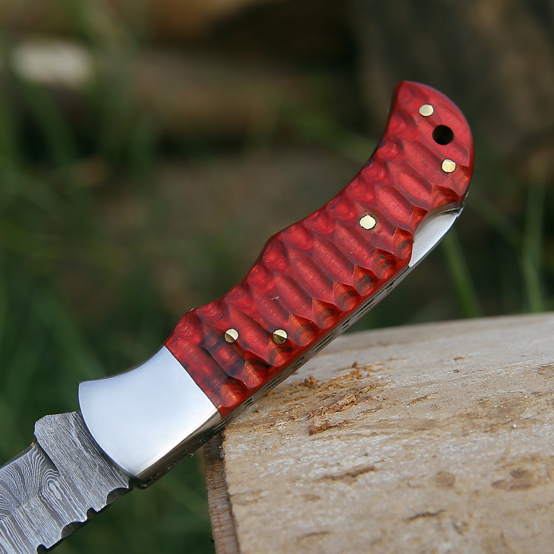 Pocket Knife - Rogue Pocket Knife with Forged Pakka Wood Handle - Shokunin USA