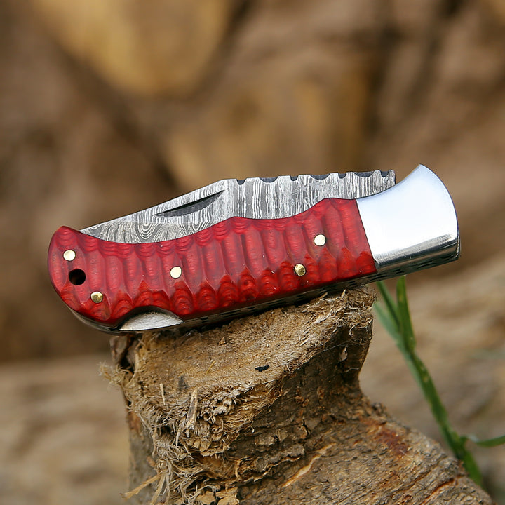 Pocket Knife - Rogue Pocket Knife with Forged Pakka Wood Handle - Shokunin USA