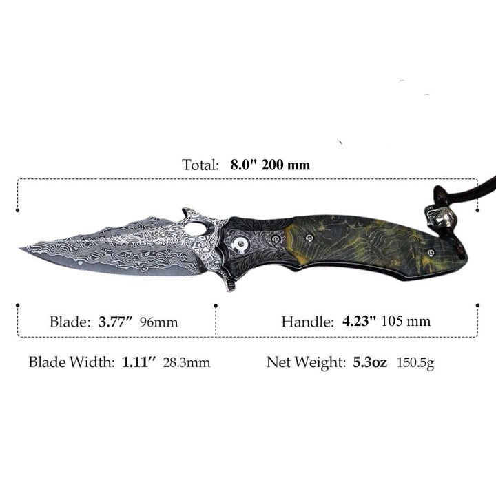Blackbird Japanese EDC Pocket Knife with Stained Maple Burl Wood Handle