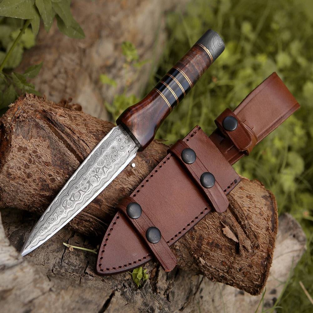 Damascus Knife Sheath - Cloud Damascus Dagger with Sheath - Shokunin USA