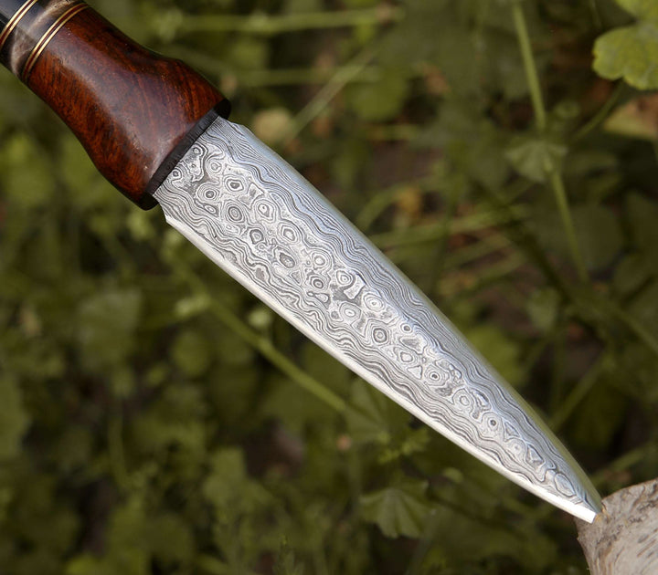 Handmade Leather Sheath - Cloud Damascus Dagger with Sheath - Shokunin USA