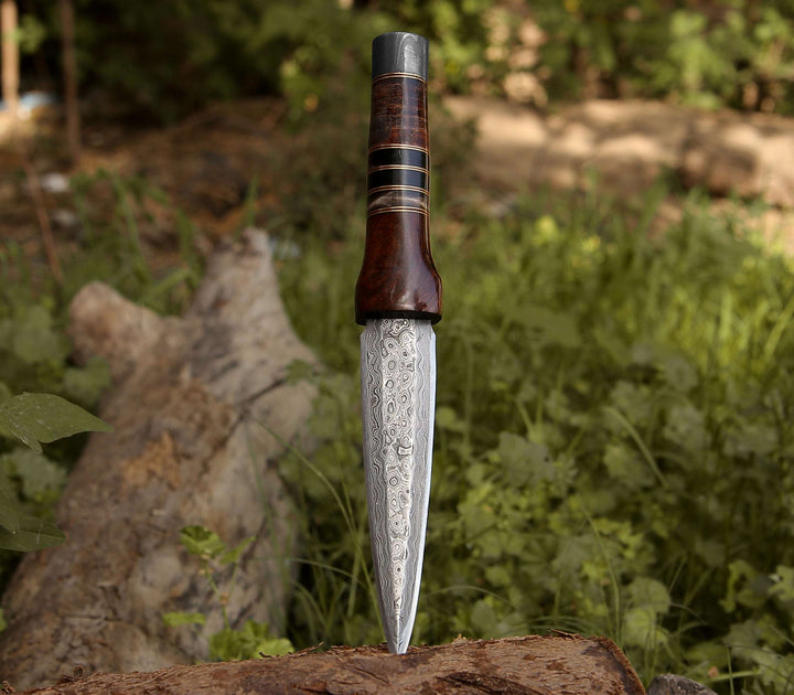 Damascus Knife - Cloud Damascus Fixed Blade Knife with Sheath - Shokunin USA