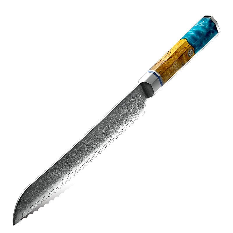 Best Damascus Japanese Knife – Allure Professional Japanese VG10 Damascus 8-Pcs Knife Set with Exotic Olive Burl Wood &amp; Resin Handle – shokuninusa