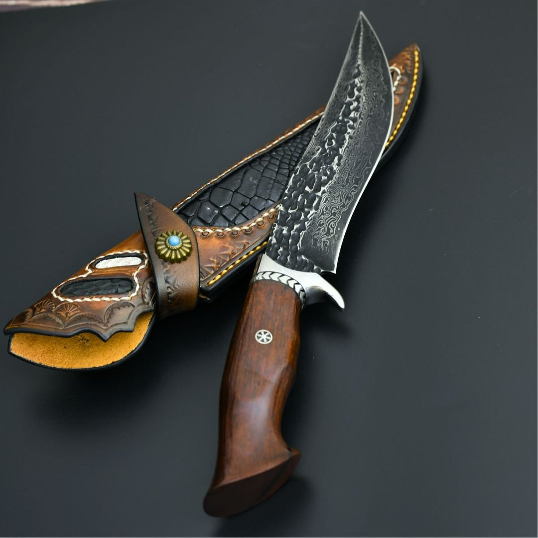 Japanese Hunting Knives – Aphrodite Japanese Hunting Utility Knife with Exotic Sandalwood Handle – shokuninusa