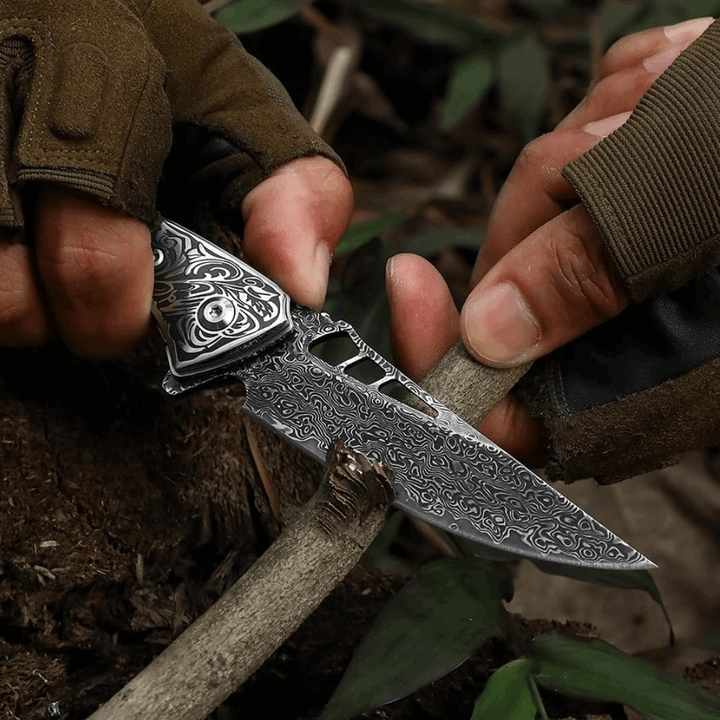 Artemis Damascus Knife – Artemis Japanese VG10 Damascus Pocket Knife with Clip &amp; Exotic Red Sandal Wood Handle – shokuninusa