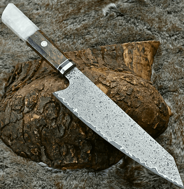 Knife Set Aurora – Aurora Japanese Chef Knife with Exotic Olive Burl Wood &amp; Mother of Pearl Handle – shokuninusa