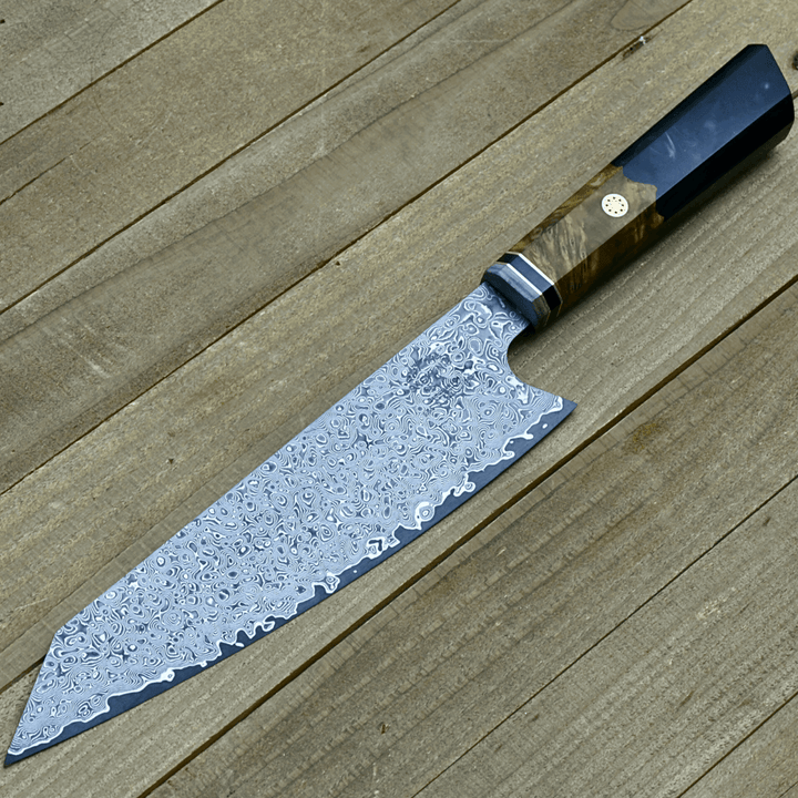 Aurora Japanese Chef Knife with Olive Burl Wood &amp; Resin Composite Handle - Shokunin USA