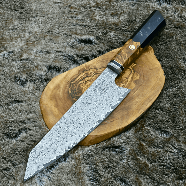 Aurora Japanese Chef Knife with Olive Burl Wood &amp; Resin Composite Handle - Shokunin USA