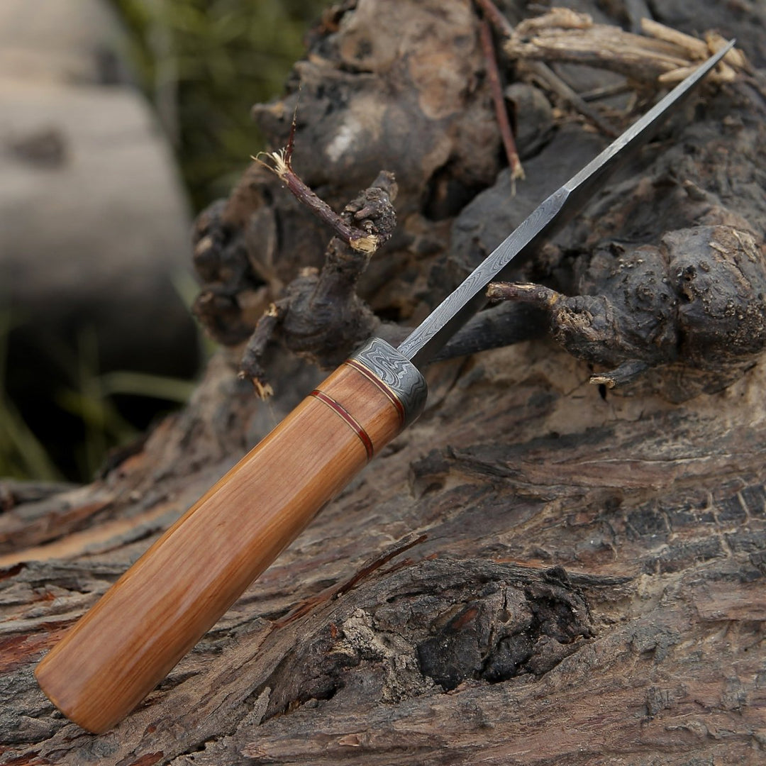 Avatar Hunting Knives – Avatar Damascus Hunting Knife with Exotic Olive Wood Handle – shokuninusa