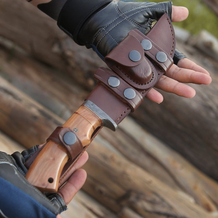 Avatar Survival Knife – Avatar Damascus Hunting Knife with Exotic Olive Wood Handle – shokuninusa