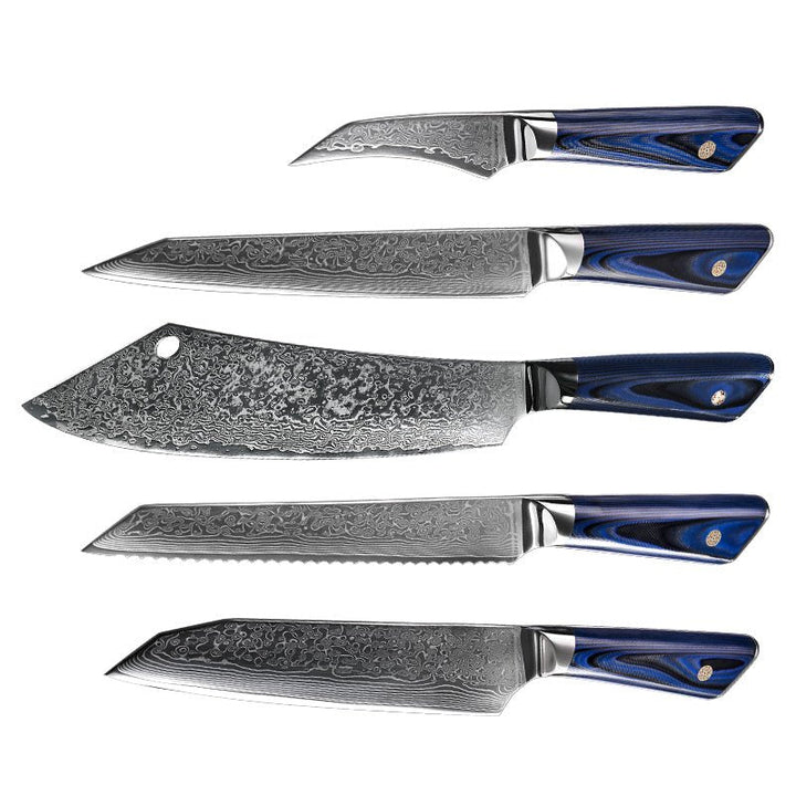 Azure Knife Sets – Azure Japanese VG10 Damascus Chef Knife Set with G10 Handle and Sheath – shokuninusa