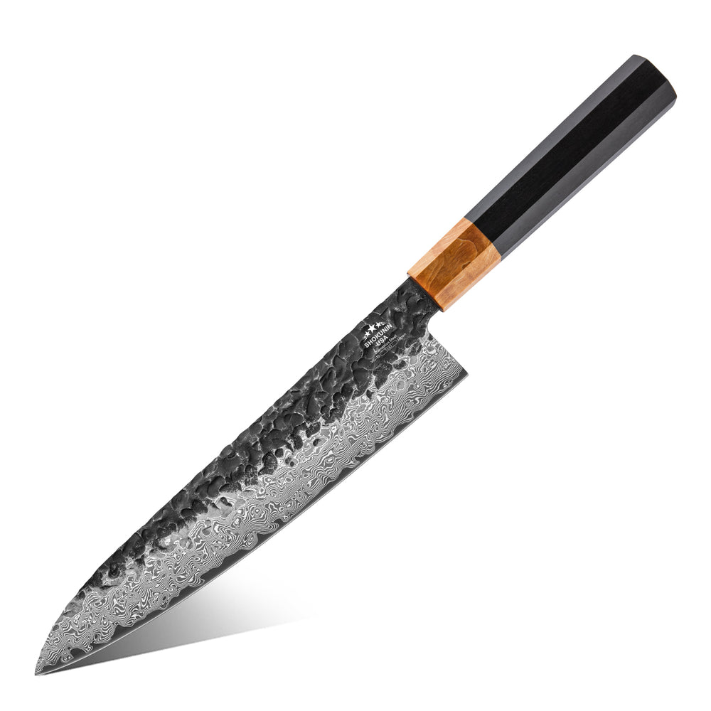 Chef Knife - Sterling VG10 Damascus Chef's Knife with Exotic Ebony Wood Composite Handle - Shokunin USA
