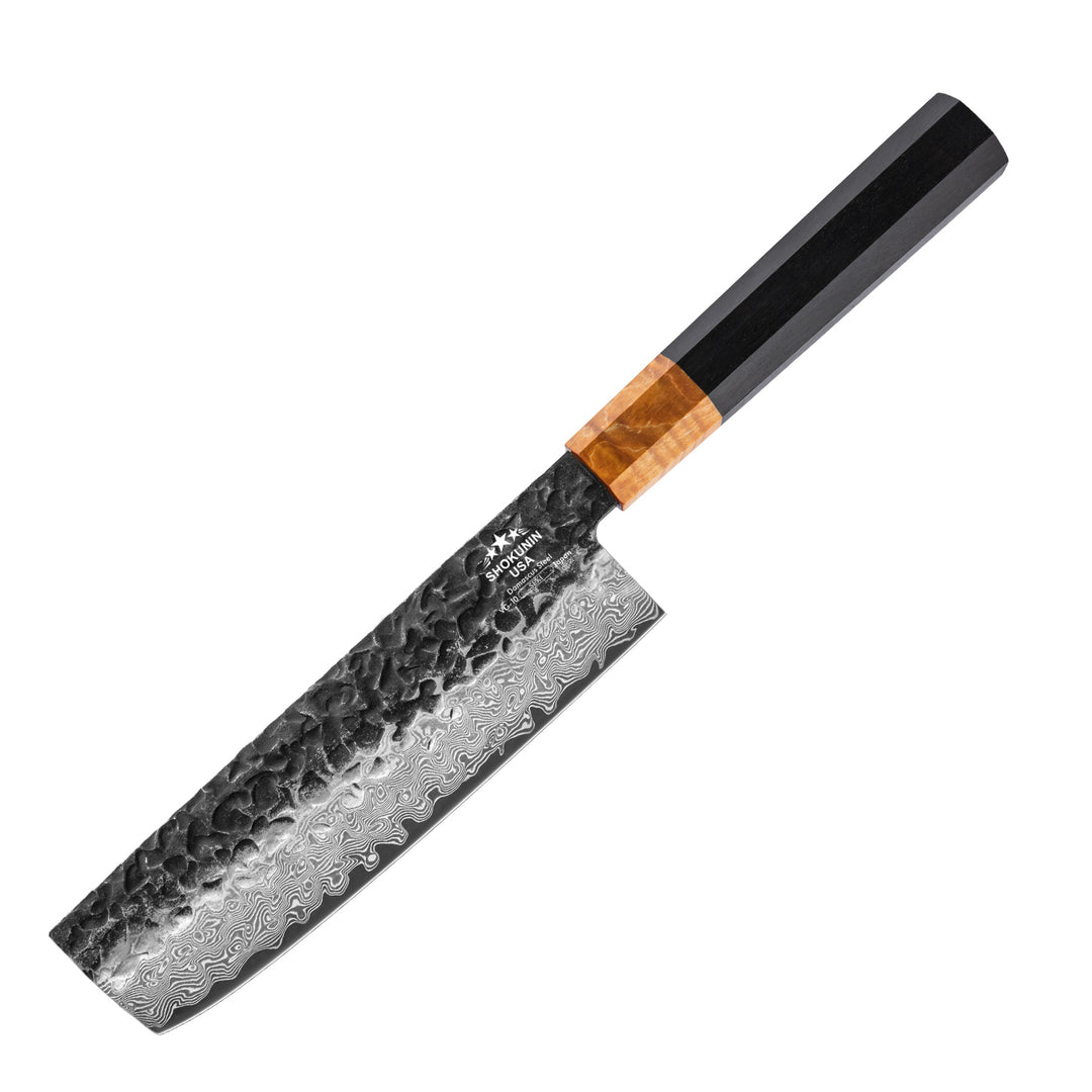 Sterling VG10 Damascus Nakiri Knife with Exotic Ebony Wood Composite Handle