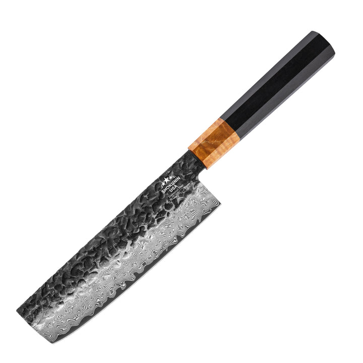Sterling VG10 Damascus Nakiri Knife with Exotic Ebony Wood Composite Handle