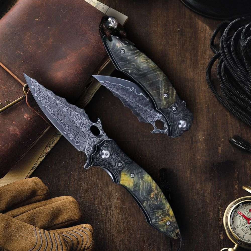 Blackbird Knives – Blackbird Japanese EDC Pocket Knife with Stained Maple Burl Wood Handle – shokuninusa