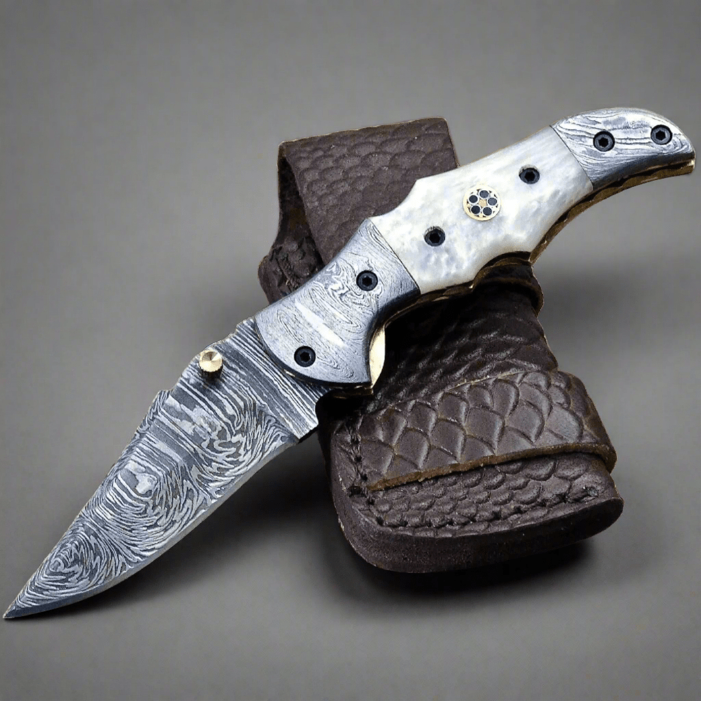 Classic Knife Sharpeners - Celtic Gentleman's Folding Knife with Pearl Handle and Knife Sharpener - Shokunin USA
