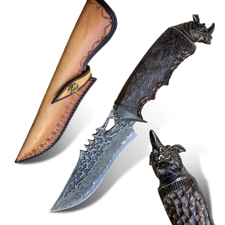 Chimera Knife – Chimera VG10 Damascus Hunting Knife with Exotic Ebony Wood Handle – shokuninusa