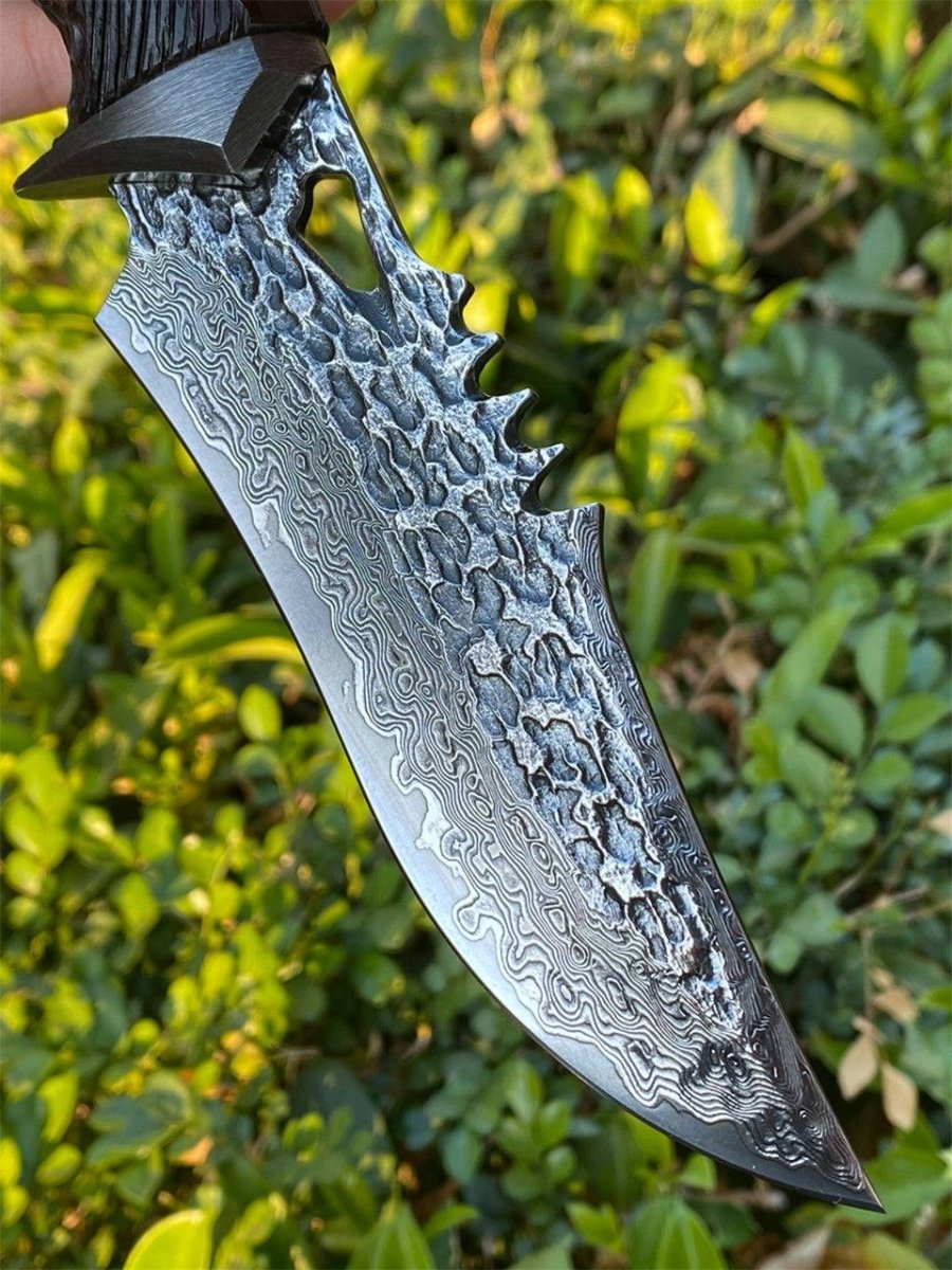 Chimera VG10 Knife – Chimera VG10 Damascus Hunting Knife with Exotic Ebony Wood Handle – shokuninusa