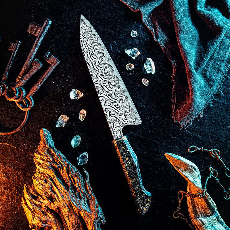 Increda Knives - Increda Japanese Chef Knife VG-10 Damascus Steel Blade with Carbon Fiber - Shokunin USA