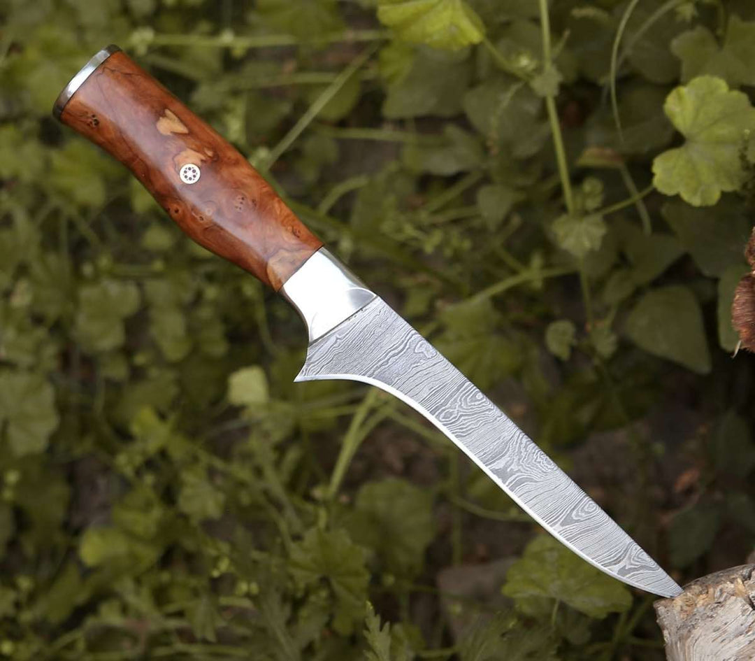 Fillet knife - Concord Damascus Fillet Knife with Exotic Olive wood Handle - Shokunin USA