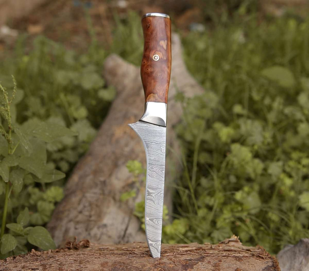 Fillet knife - Concord Damascus Fillet Knife with Exotic Olive wood Handle - Shokunin USA