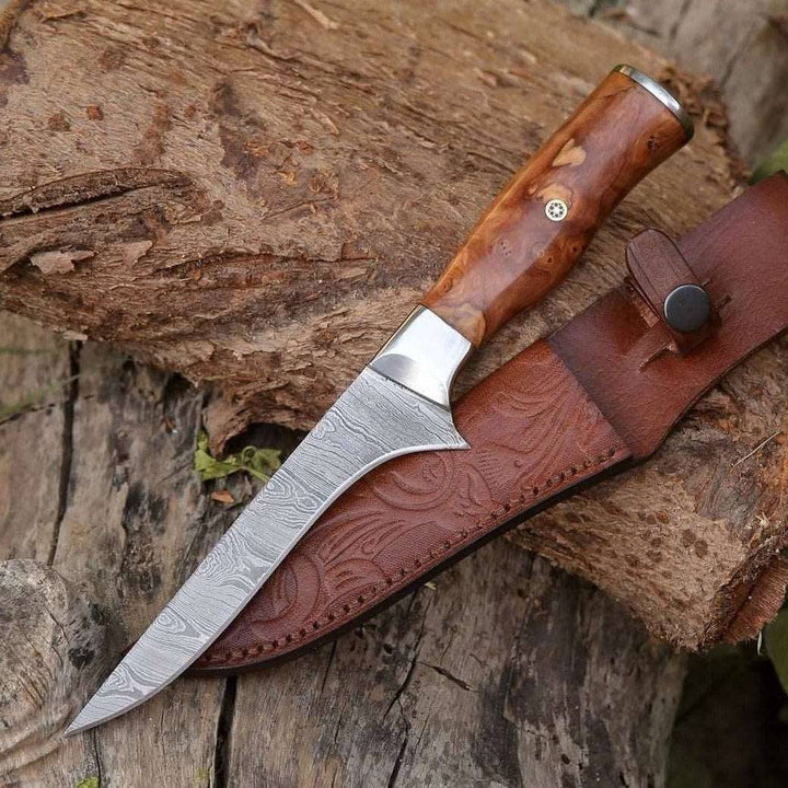 Fillet knife - Concord Damascus Fillet Knife with Exotic Olive wood Handle - Shokunin USA